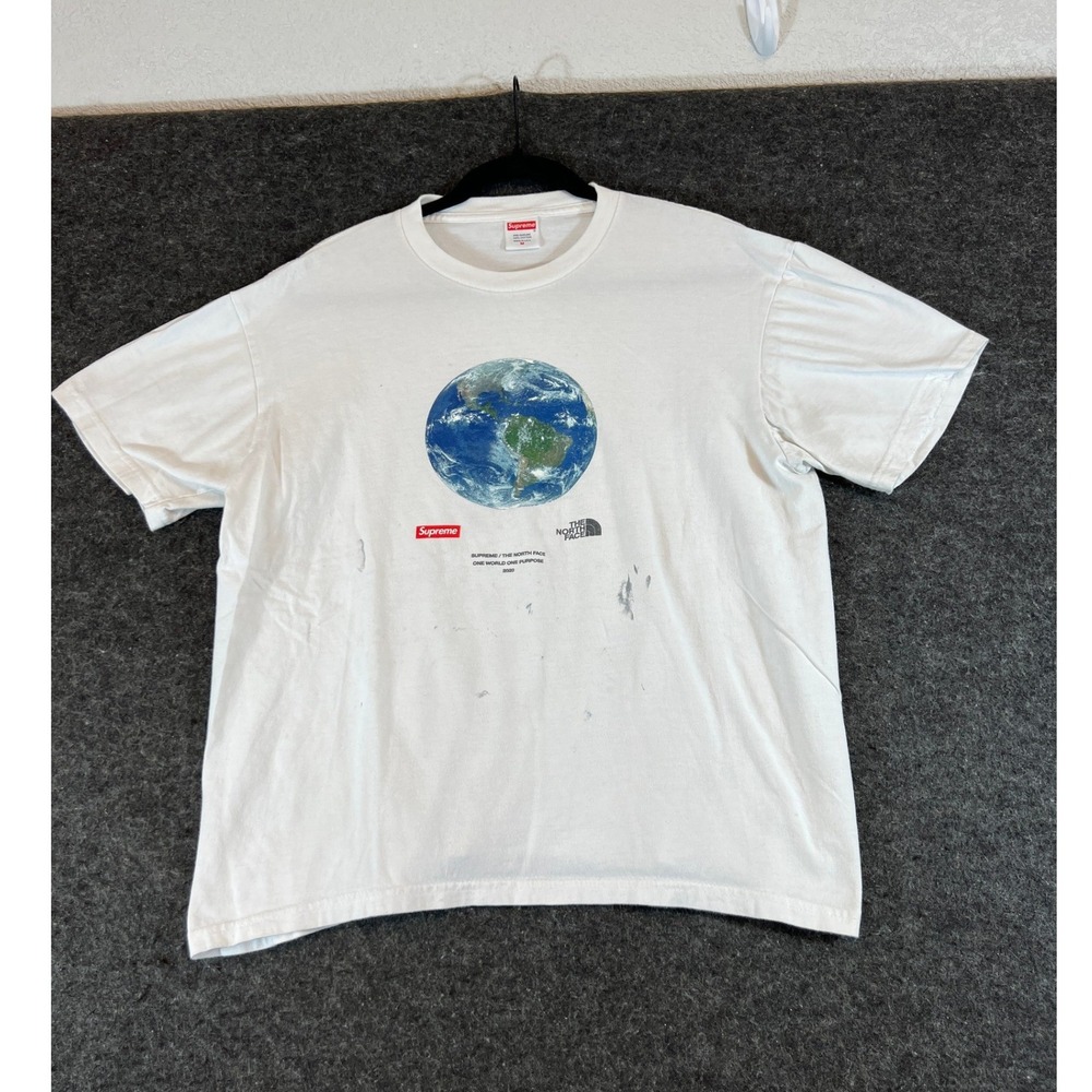 Supreme The North Face One World One Purpose 2020 Tee Paint Tshirt White Medium